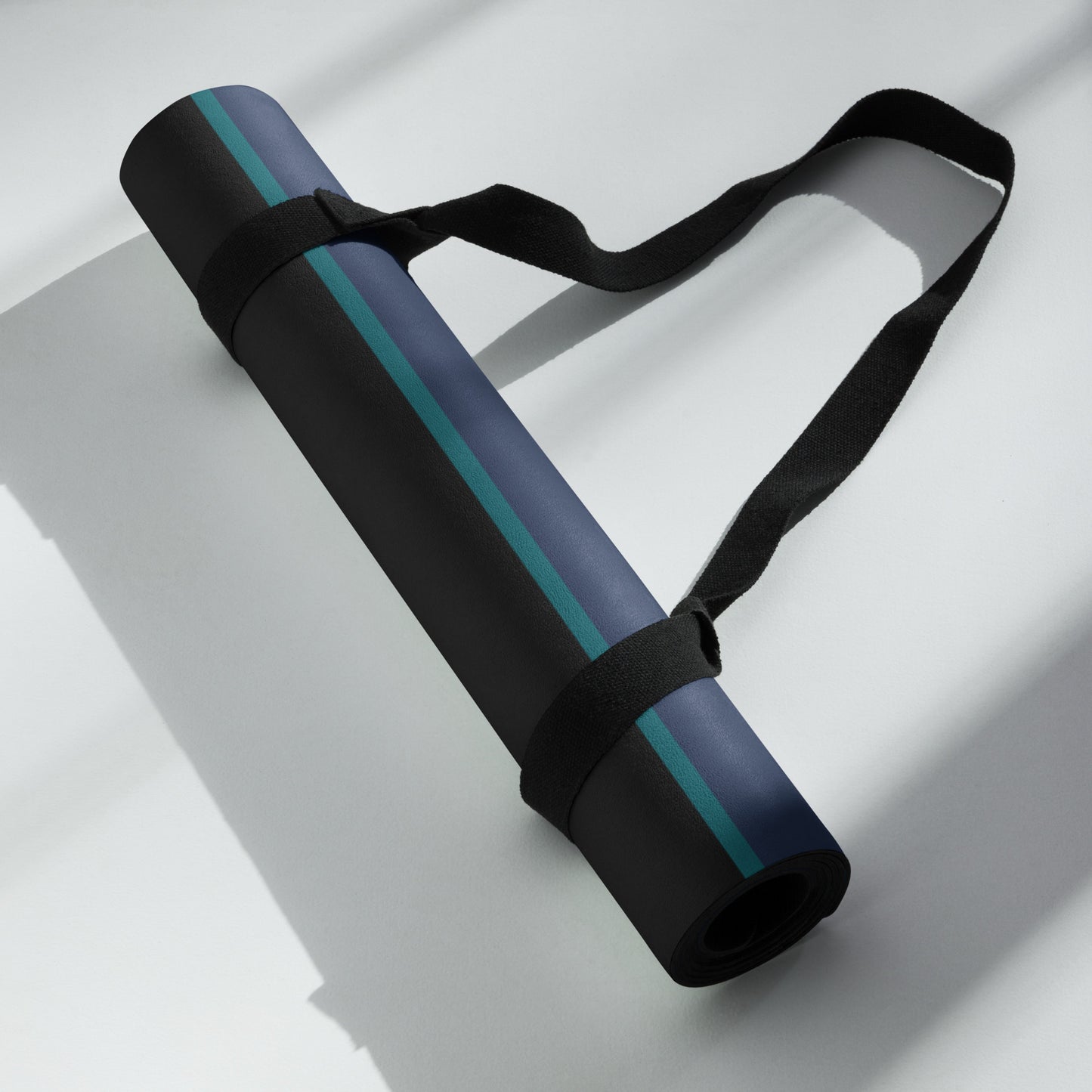 Blue and Black Striped Yoga Mat