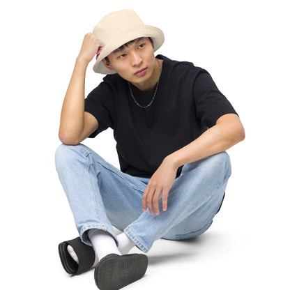 Beige Cream Reversible Bucket Hat