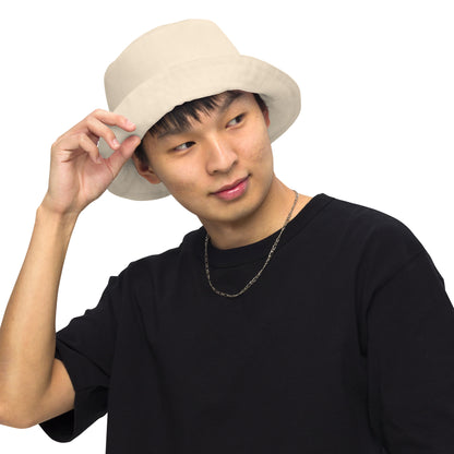 Beige Cream Reversible Bucket Hat