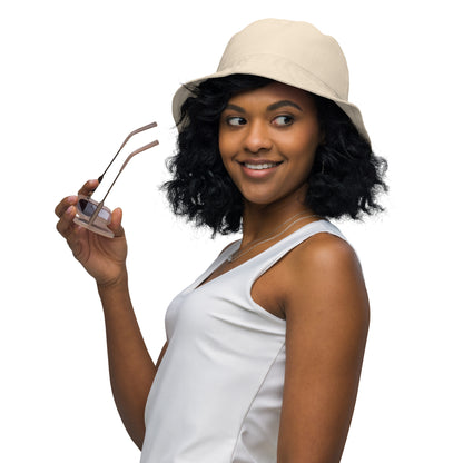 Beige Cream Reversible Bucket Hat