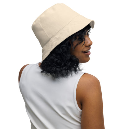 Beige Cream Reversible Bucket Hat